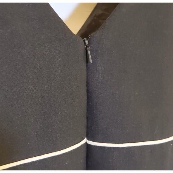 Lennie LNY New York Size 12 Black White Trim Sleeveless Linen Blend Fitted Dress - Picture 8 of 9